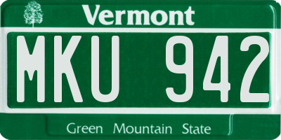 VT license plate MKU942