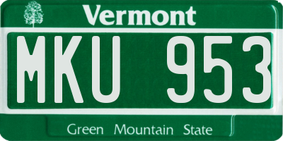 VT license plate MKU953