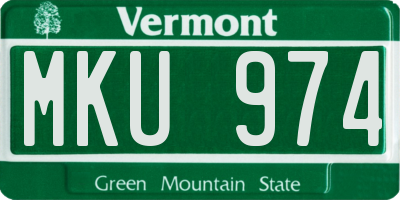VT license plate MKU974