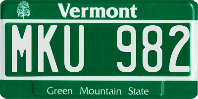VT license plate MKU982