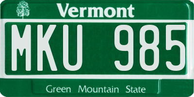 VT license plate MKU985