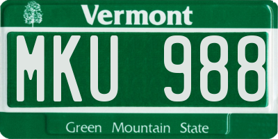 VT license plate MKU988