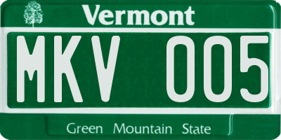 VT license plate MKV005