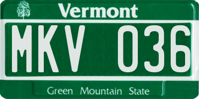 VT license plate MKV036