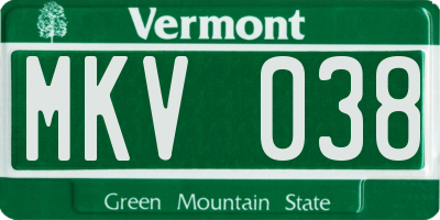 VT license plate MKV038