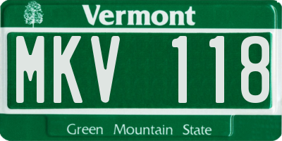 VT license plate MKV118