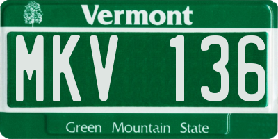 VT license plate MKV136