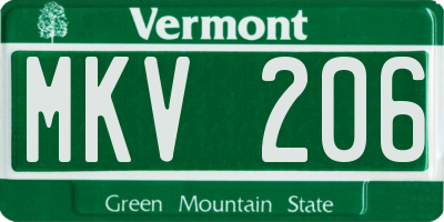 VT license plate MKV206