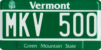 VT license plate MKV500