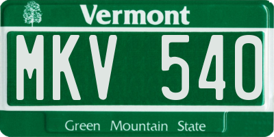 VT license plate MKV540