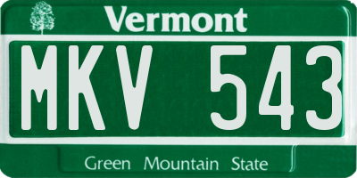 VT license plate MKV543