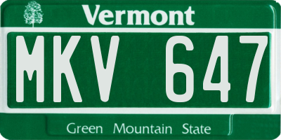 VT license plate MKV647