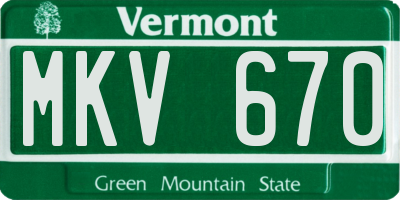 VT license plate MKV670