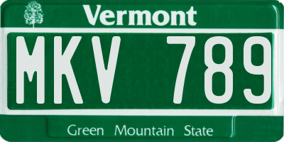 VT license plate MKV789