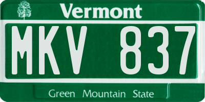 VT license plate MKV837
