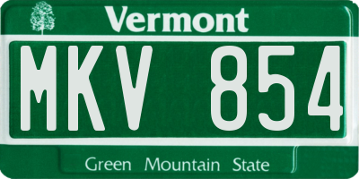 VT license plate MKV854