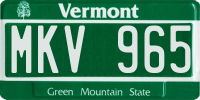 VT license plate MKV965