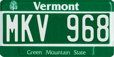 VT license plate MKV968