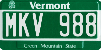 VT license plate MKV988