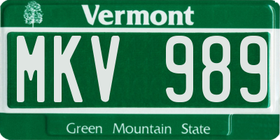 VT license plate MKV989
