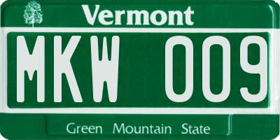 VT license plate MKW009