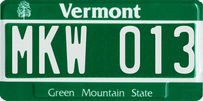 VT license plate MKW013