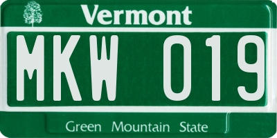 VT license plate MKW019