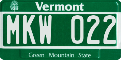VT license plate MKW022