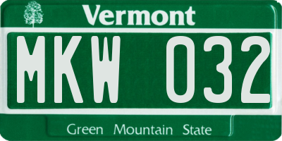 VT license plate MKW032