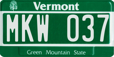 VT license plate MKW037