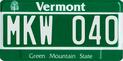 VT license plate MKW040