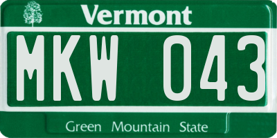 VT license plate MKW043
