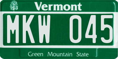VT license plate MKW045