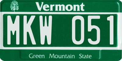 VT license plate MKW051