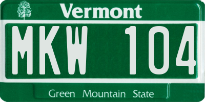 VT license plate MKW104