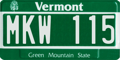VT license plate MKW115