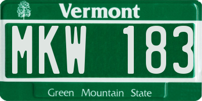 VT license plate MKW183
