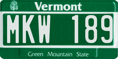 VT license plate MKW189