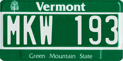VT license plate MKW193