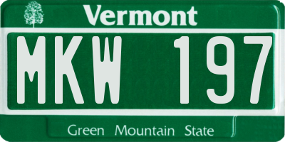 VT license plate MKW197