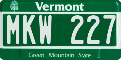 VT license plate MKW227
