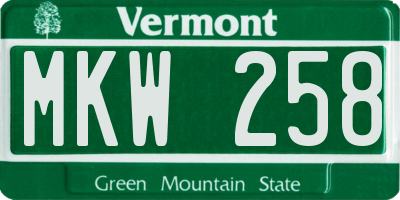 VT license plate MKW258