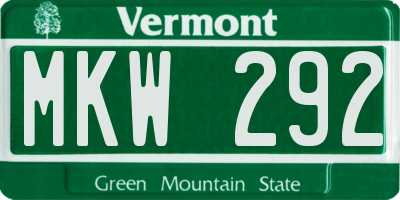VT license plate MKW292