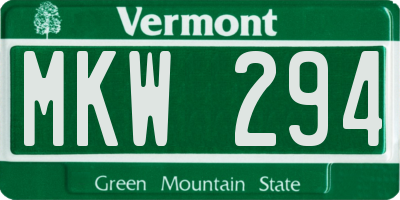 VT license plate MKW294