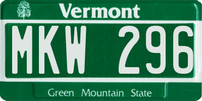VT license plate MKW296