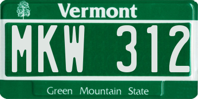 VT license plate MKW312