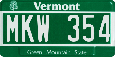VT license plate MKW354