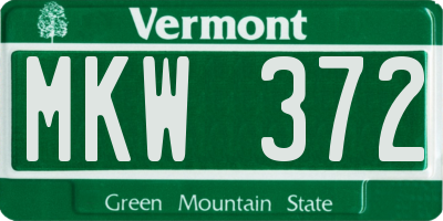 VT license plate MKW372