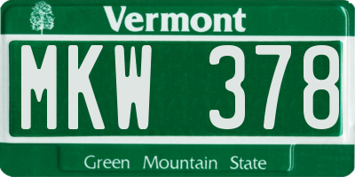 VT license plate MKW378