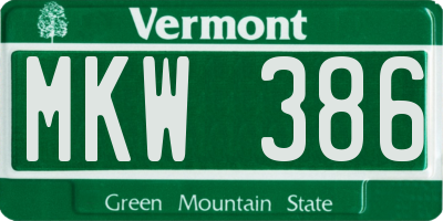 VT license plate MKW386